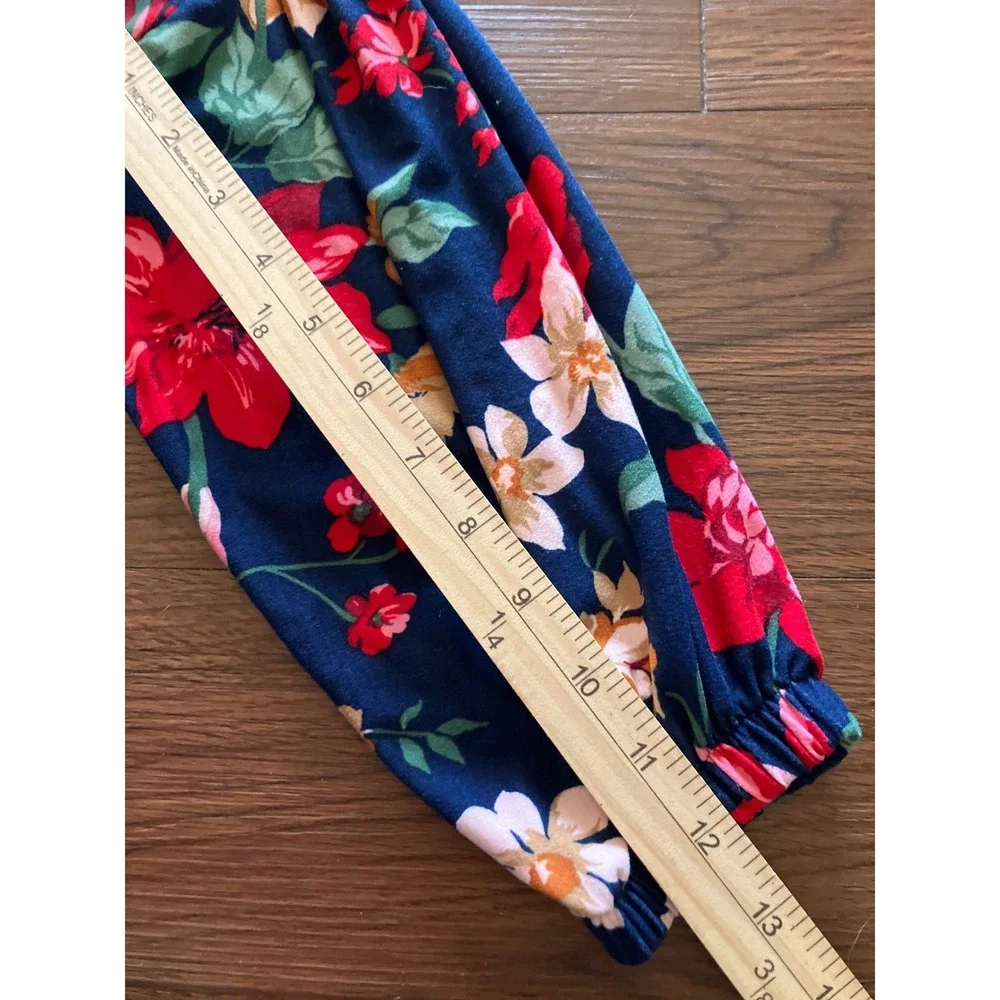 Old Navy Girls‎ Navy Blue Floral Balloon Sleeve Crew Neck Top Size M 8